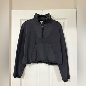 Lululemon Athletica Brushed Softstreme Ribbed Black Half Zip Pullover 6